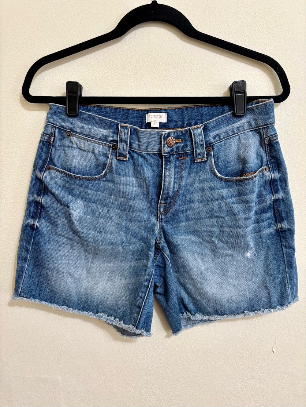 J. Crew Women's Distressed Denim Cutoff Shorts - Light Blue Wash